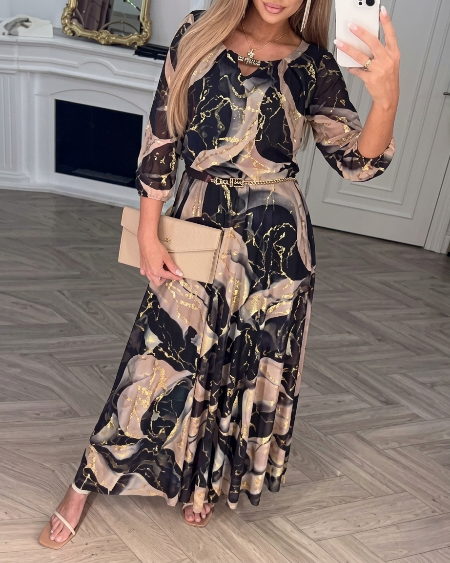 NÍSIA™ | Vestido Midi Que Transforma Qualquer Dia Comum em Momento Especial