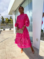 BERTHA™ | Vestido Midi Que Faz Você Se Sentir a Mulher Mais Elegante da Sala