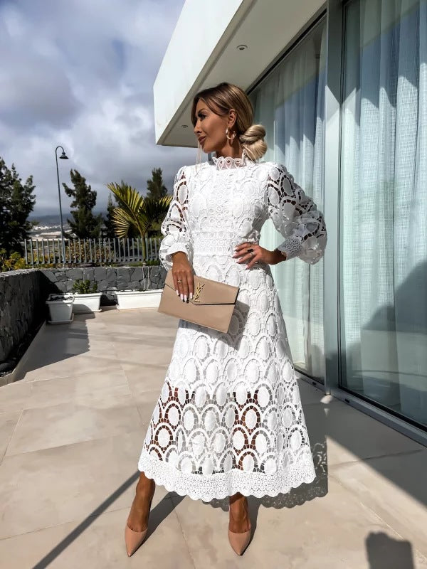 BERTHA™ | Vestido Midi Que Faz Você Se Sentir a Mulher Mais Elegante da Sala