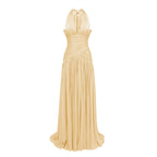 URANIE™ | Vestido Maxi Halter Amarelo que Transforma Qualquer Ocasião em Momento Inesquecível
