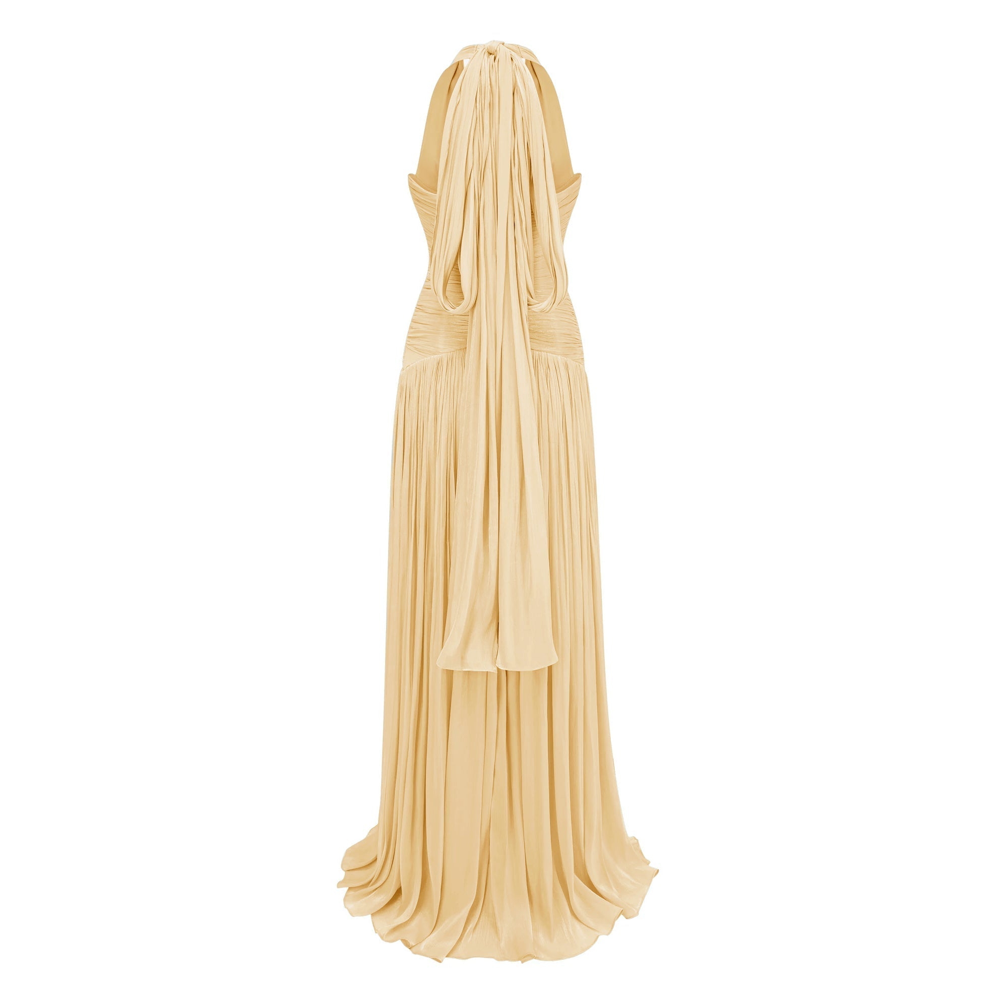 URANIE™ | Vestido Maxi Halter Amarelo que Transforma Qualquer Ocasião em Momento Inesquecível