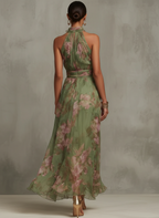 Serena | Vestido Longo Fluido Floral Elegante que Valoriza a Silhueta
